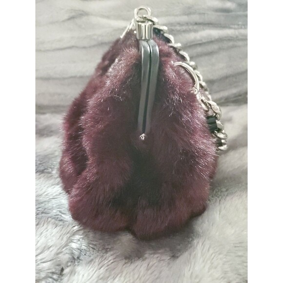 My Flat in London Saville Black Scarlett Faux Fur Bag Bow Snap Close M028745 - Picture 7 of 16